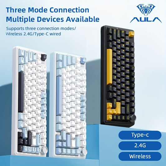 AULA F75 Wireless Mechanical Keyboard with Hot-Swappable Keycaps, RGB, Gaming