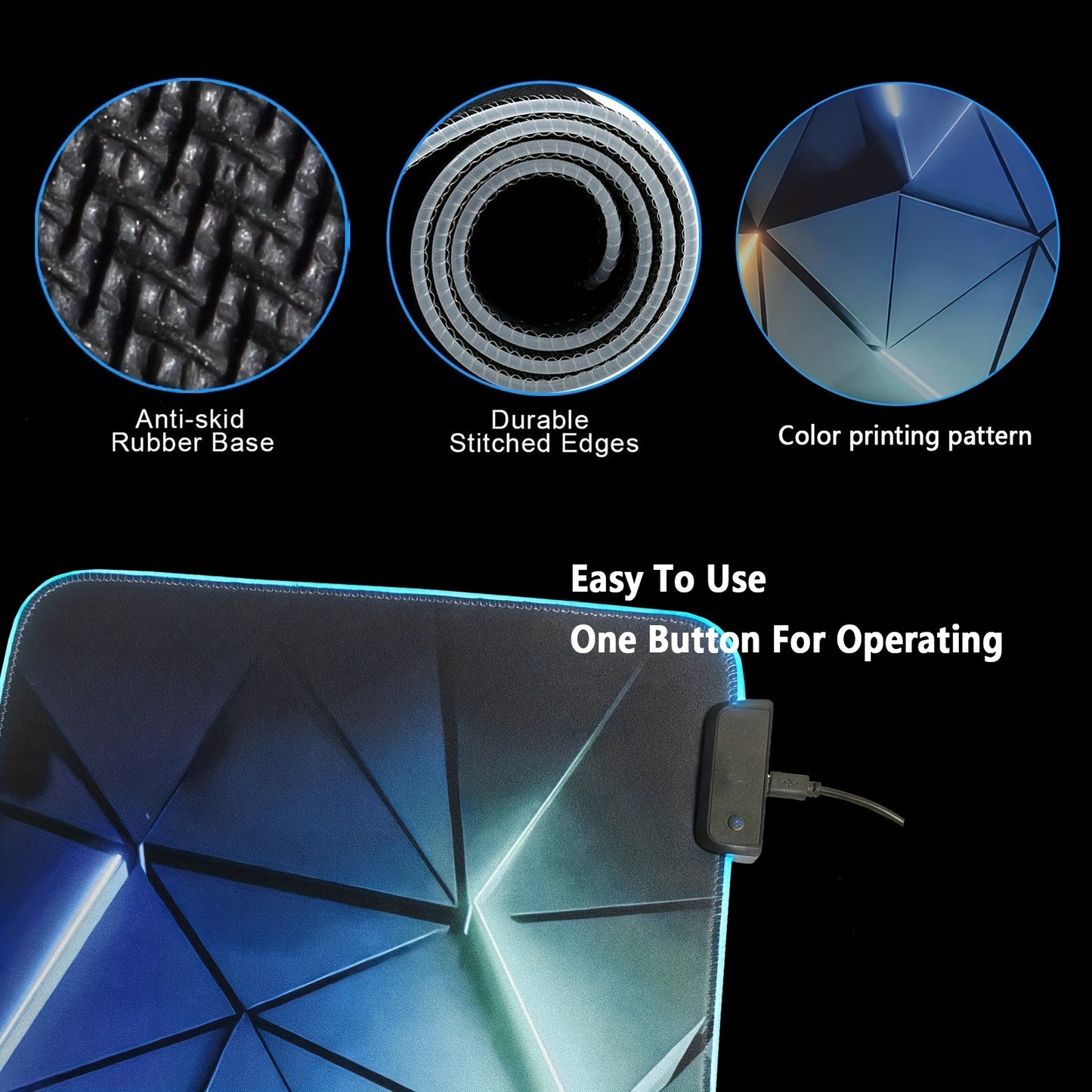 FOBIANJIE RGB Gaming Mouse Pad, Silicone with Non-Slip Rubber Base