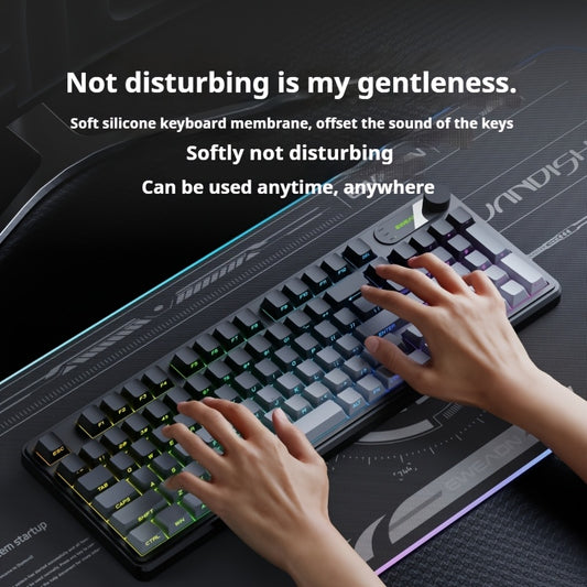 EWEADN Wired Silent Gaming Keyboard with RGB Backlit, Side-Printed Gradient Keycaps,