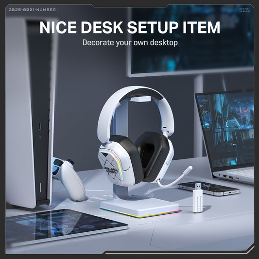 ONIKUMA Gaming Headset with Noise Cancelling Mic, 4-in-1 Wireless/-Free Mode (USB-C/Wireless/2.4G)